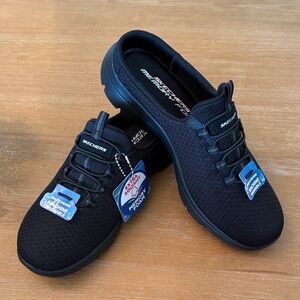 Skechers Black Mesh Slip-On Memory Foam Ladies Mule